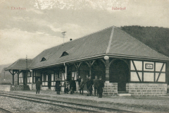 Der Bf Dahn am 18.09.1917. Das Gebäude im sog."Heimatstil" fiel leider einem Bombenangriff im März 1945 zum Opfer