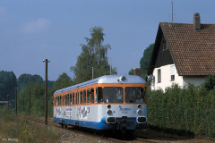 Das Bremsventil fest in der Hand.....Der Bü Dahn - Reichenbach wird passiert. 20.09.1991